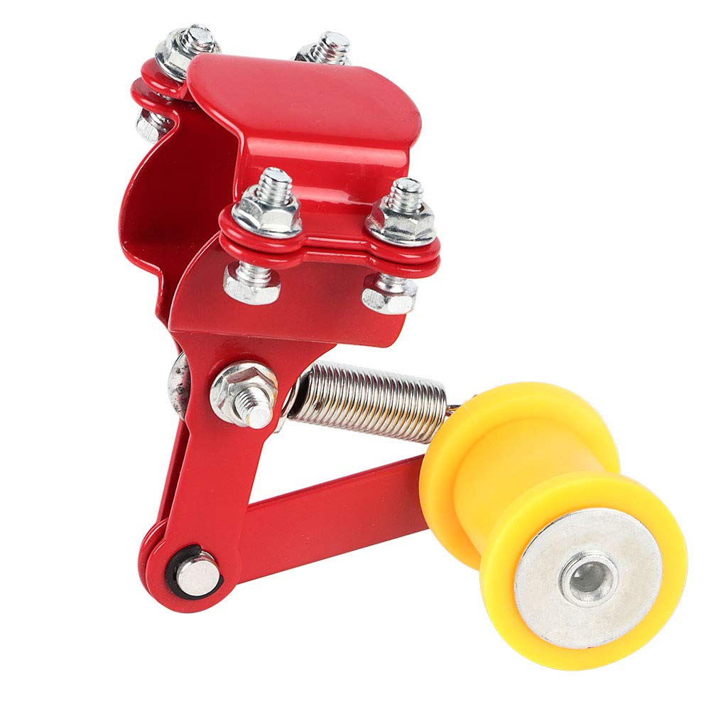 Acouto Perno de Ajuste de Cadena de Motocicleta Universal Tensor de Cadena de Motocicleta Redondo de Hierro y Plástico Negro Ajuste de Holgura de Automática de Rueda de 3,3 Cm para la Mayoría de