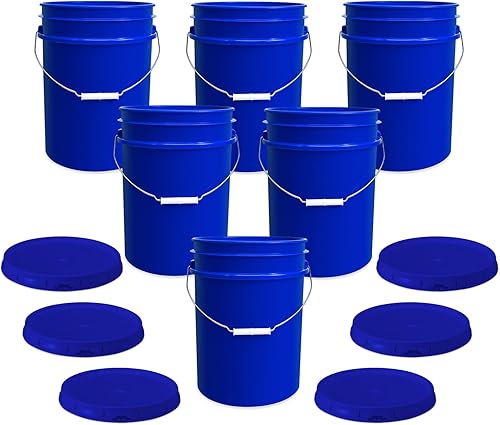 ePackageSupply, Cubo de plástico de 5 galones con tapa hermética I Cubo de grado alimenticio  Azul Chevron  Sin BPA I Heavy Duty 90 mil cubo