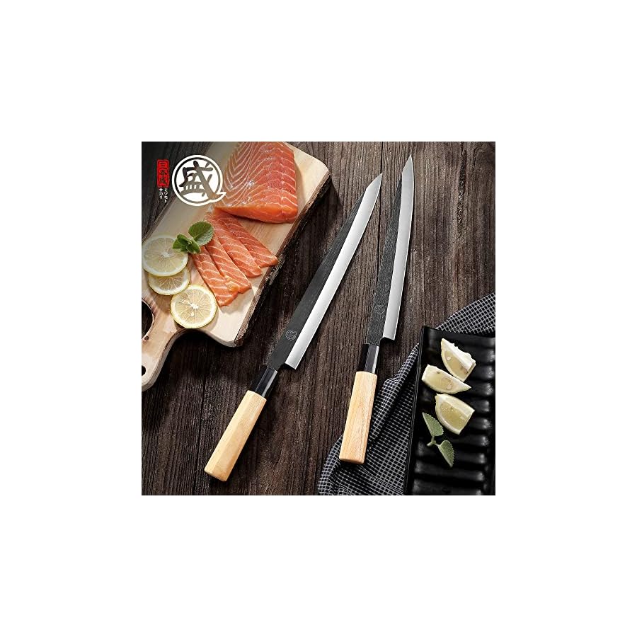 MITSUMOTO-SAKARI-10-inch-Japanese-Sashimi-Knife-Tungsten-Alloy-Kitchen-Chef-Knife-Professional-Hand-Forged-Japanese-Sushi-Knife-Fraxinus-Mandshurica-Handle-Gift-Box MITSUMOTO SAKARI 10-inch Japanese Sashimi Knife, Professional Hand Forged Japanese Sushi Knife, Tungsten Alloy Kitchen Chef Knife (Fraxinus Mandshurica Handle)