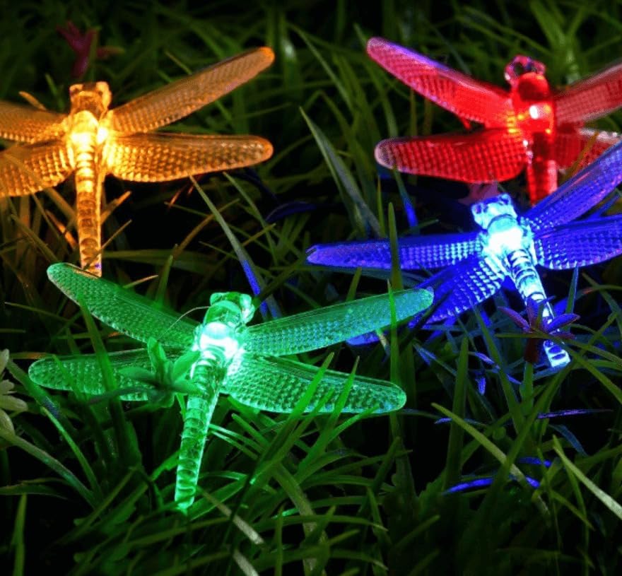 New Stunning Dragonfly Solar Powered Colour Changing Solar Stake Light Ultra Bright LED Light Garden Feature by Day Solar Light by Night Auto On at Dusk Garden Decor -A86