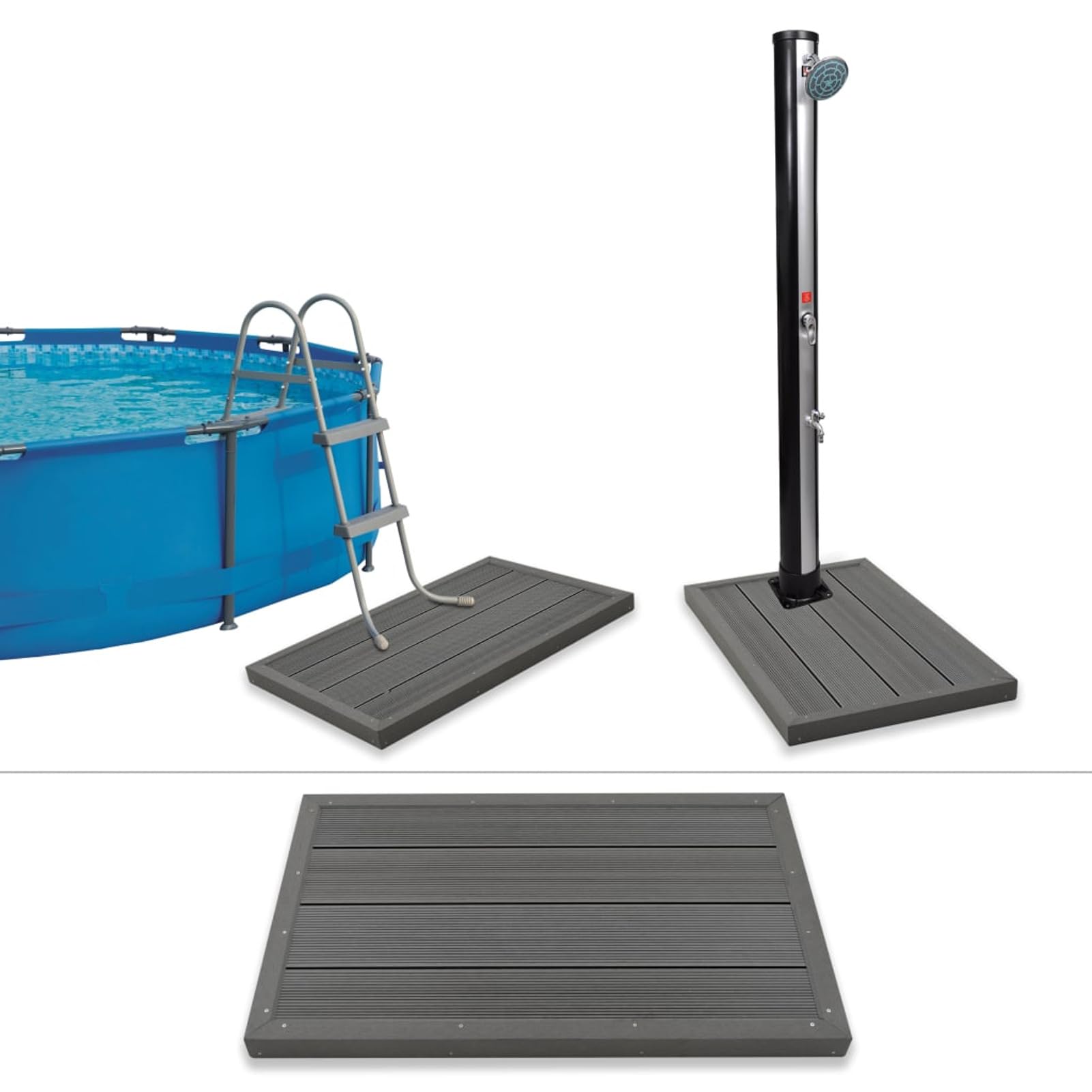 Rantry Bodenelement Solardusche Pooltreppe aus WPC, Möbel für den Innen- und Außenbereich für Strand Outdoor Pool Garten