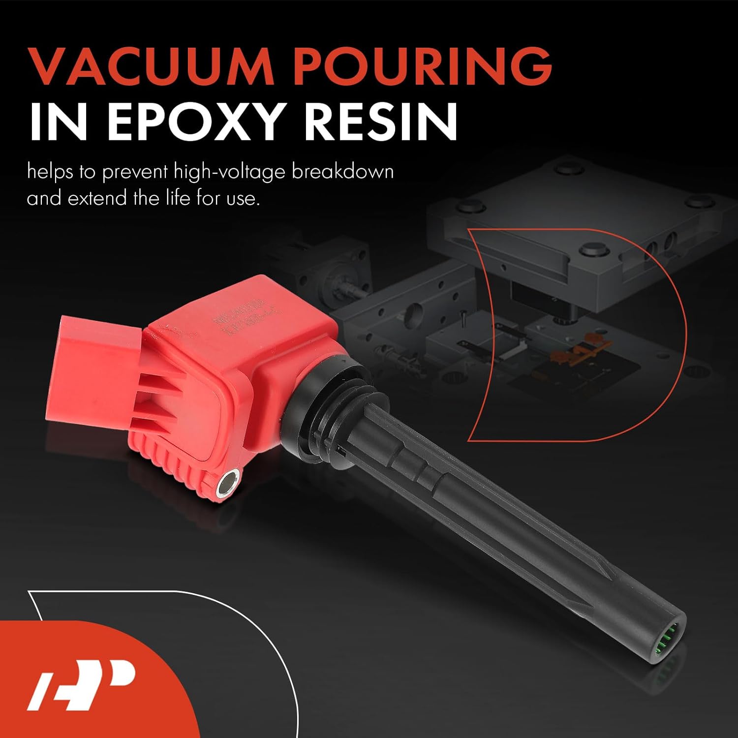 A-Premium (Red) Engine Ignition Coil Pack Compatible with Volkswagen Jetta, Passat, Golf, Tiguan, Beetle, Atlas & Audi A4, A4 allroad Quattro, Q5, Q7, A5 Quattro Sportback, A6 Quattro, A3, 4-PC Set