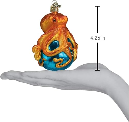 Miniatura 3 de Old World Christmas - Adornos de Navidad Adornos de animales marinos y acuáticos de vidrio soplado para árbol de Navidad, pulpo