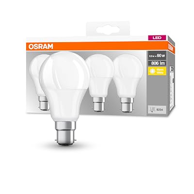 Osram Ampoule LED, Lot de 4 Ampoules, Blanc chaud 2700 K, Remplace les ampoules conventionnelles 60 W, Ampoules Mates