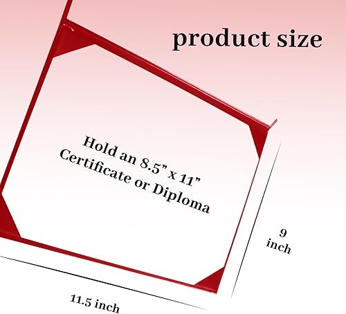 Miniatura 2 de Happy Secret Funda para diploma de 8.5 x 11 pulgadas, titular de certificado de graduación, cuero liso (rojo)