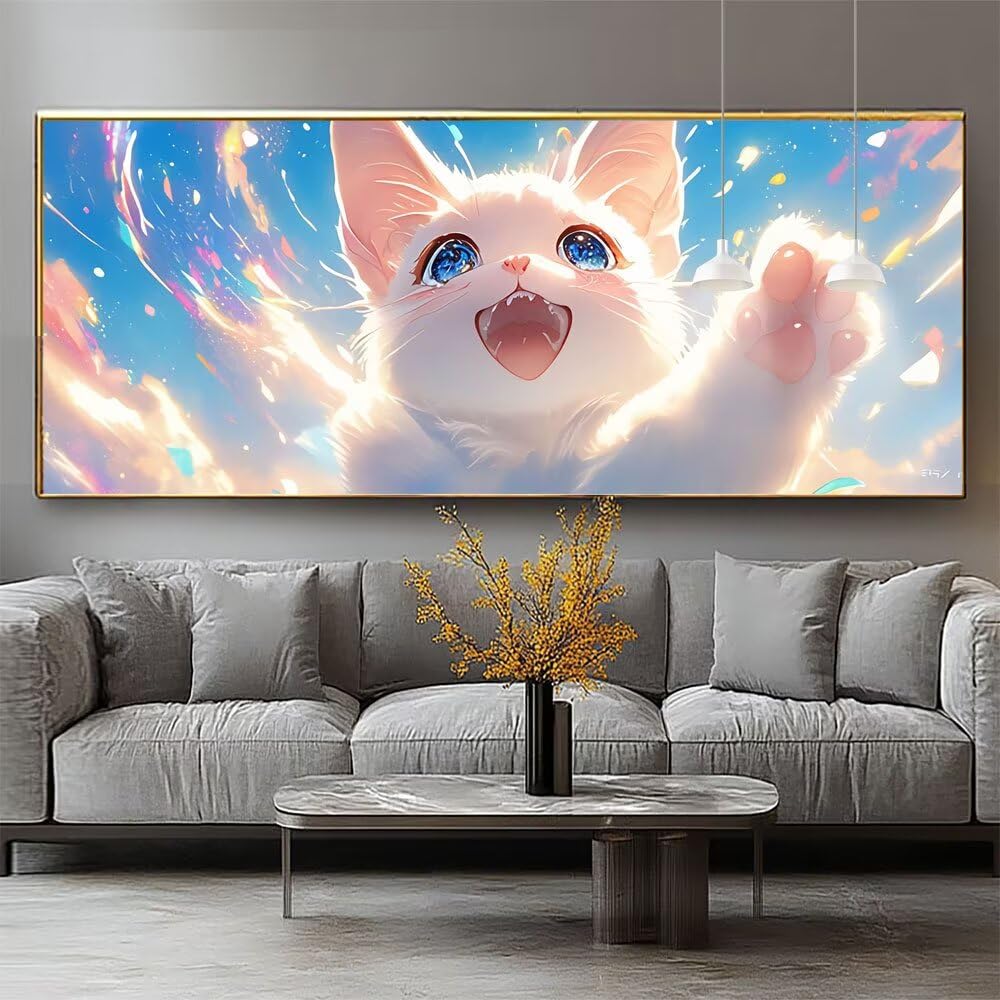 Malarstwo diamentowe dla dorosłych i kotów, malarstwo diamentowe, mały, 60 x 120 cm, zestaw do majsterkowania dla dzieci od 12 lat, pełne diamentowe płótno, zestaw do majsterkowania, dekoracja 0-sy655