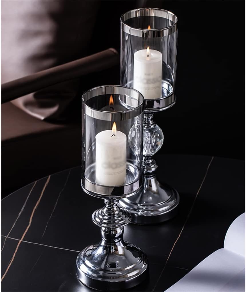 European Metal Ornaments Nordic Romantic Candles Special Glass Candlestick Western Food Table Retro Home