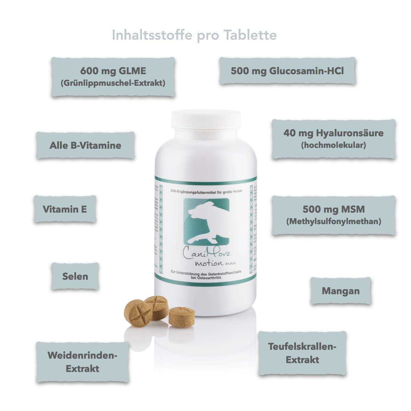 Motion & CaniMove Immune (ehemals EPA70) Maxi, je 1 Packung hochentwickelte Ergänzungsfuttermittel für große Hunde zur Unterstützung bei degenerativen Problemen des Bewegungsapparates.