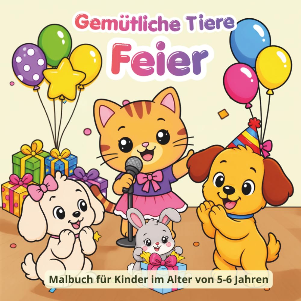 Gemütliche Tiere Feier: Malbuch für Kinder