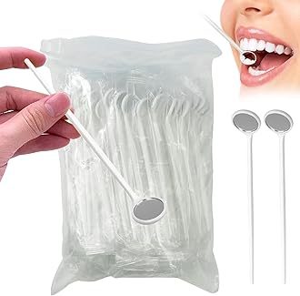 100pcs Dental Mouth Oral Teeth Mirrors Shiny Handle with Free Protective Packing, Every Mirror Individually Packed (Pack of 100)