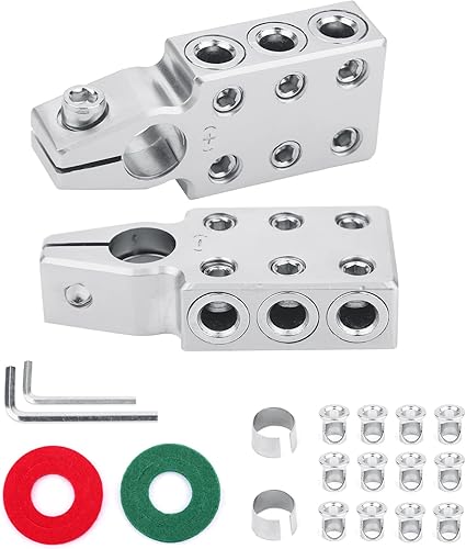 Abrazaderas de terminales de batería calibre 6x1/0 AWG de plomo-ácido terminales de batería - Positivo y negativo (+/-) (par) para poste superior