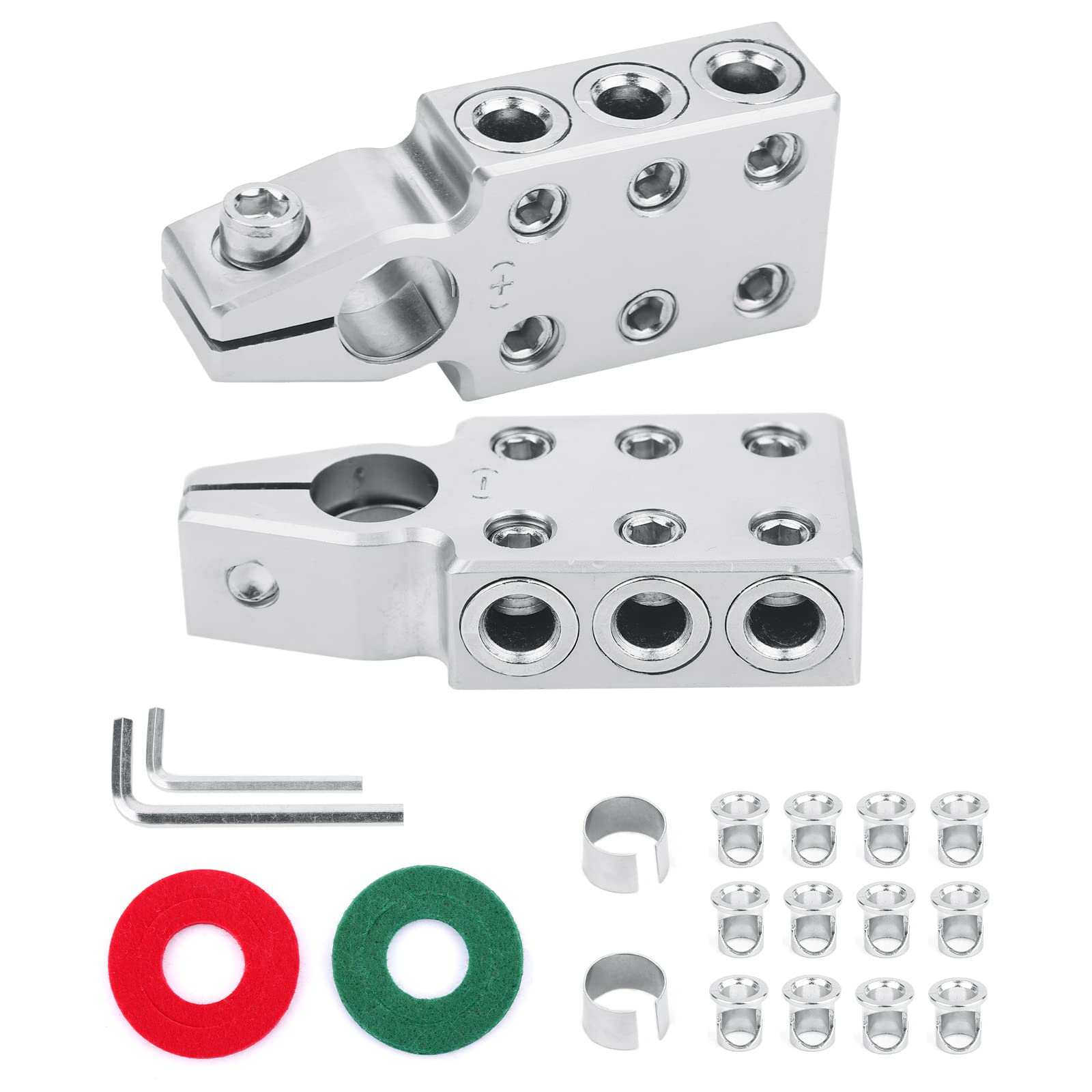 Battery Terminals Clamps 6x1/0 Gauge AWG Lead-Acid Battery Terminals Clamp- Positive and Negative (+/-)(Pair) for Tapered Top Post