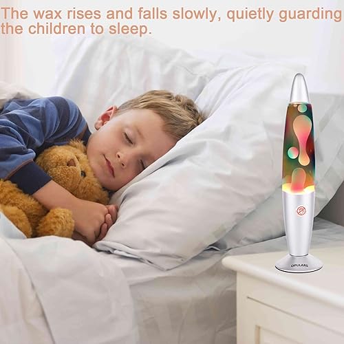 Miniatura 4 de OPULARS Lámpara de magma colorida lámparas de movimiento arcoíris para adultos y niños, lámpara base plateada de 13.5 pulgadas con cera blanca en