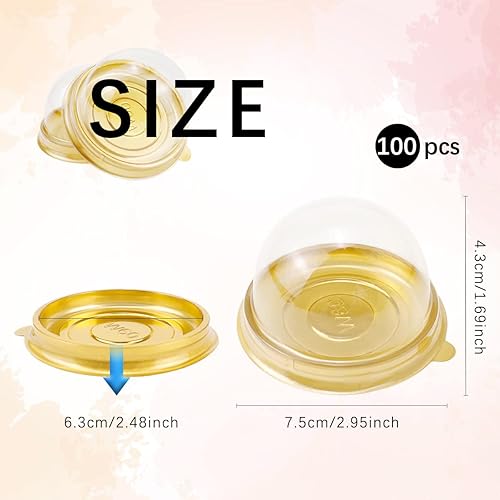 Miniatura 2 de DOERDO - 100 cajas individuales para cupcakes, contenedor redondo de plástico de yema de huevo, pastel de luna, caja de embalaje para hornear