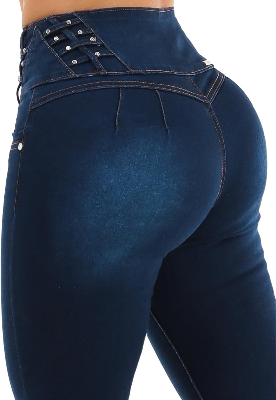 Moda Xpress High Waisted Butt Lifting Skinny Jeans - Distressed Levanta Cola Stretchy Jeans - Image 6