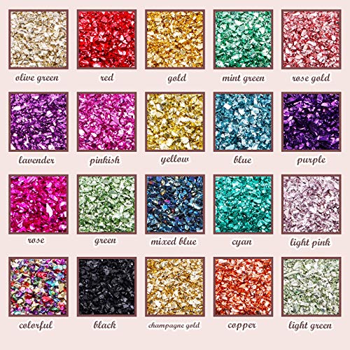 Crushed Glass Craft Glitter for Resin,2-4mm SONGIN Irregular Metallic Crystal Chips Sprinkles Chunky Glitter Shiny Nail Sequins Flakes for Nail Art DIY Jewelry Making Decoration Vase Filler