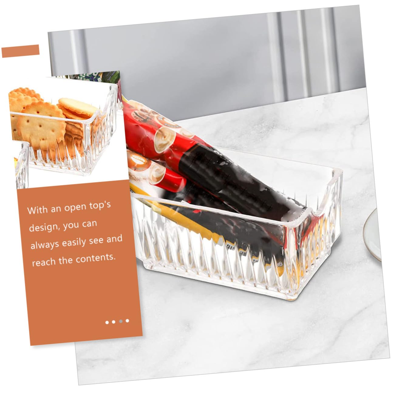 GRIRIW Modern 4-pc Acrylic Storage Boxes Tea Bag Holder Sugar Packet Organizers for Home