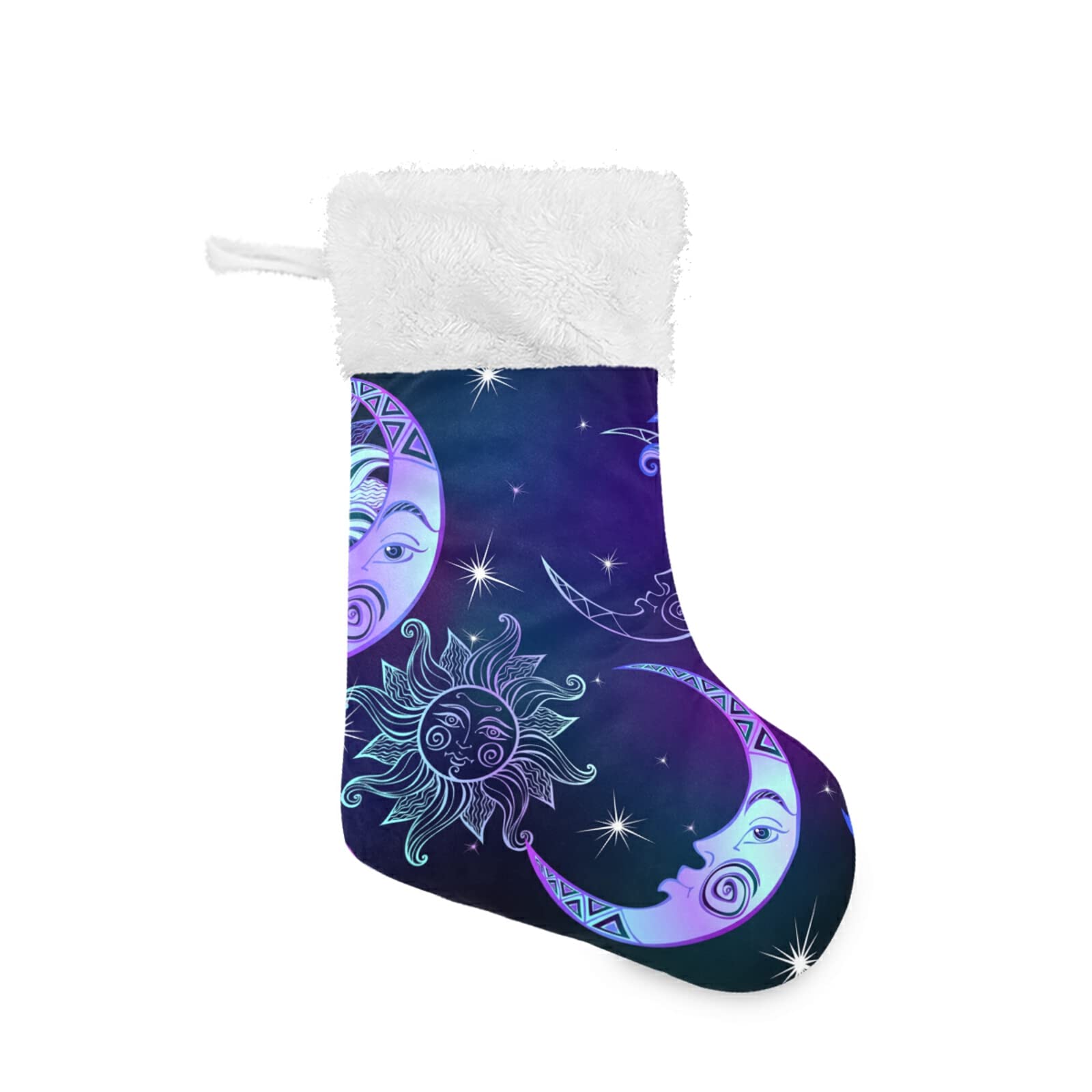 Chaussette de Noël personnalisée lune et soleil de 45 cm pour décoration de fête