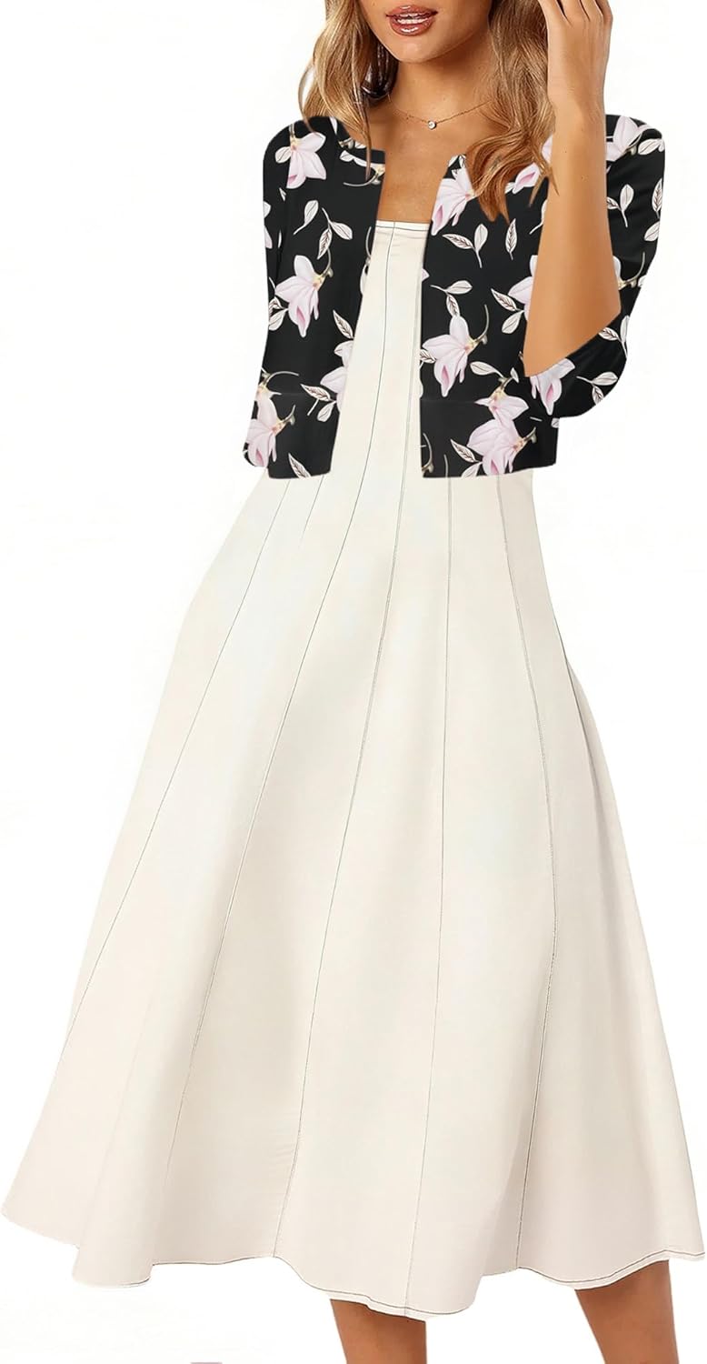 CRAZY GRID Women's Summer Lightweight Cardigan 3/4 Sleeve Shrugs Knit Bolero Open Front Cropped Cardigan for Women S-XXL - Image 4