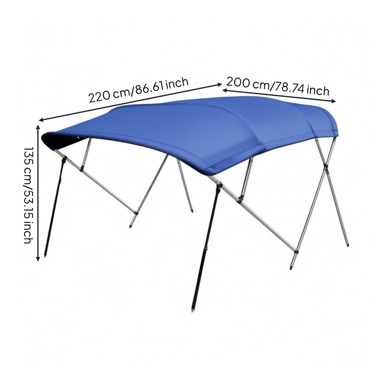 Marine Canopy Copertura Barca Tendalino Bimini Tetto Parasole Resistente Alla Pioggia Tessuto Oxford 600D Telaio Acciaio Inossidabile Richiudibile, Quattro Traverse - 1