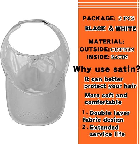 Vista 2 de AICILY Paquete de 2 gorras sin espalda para mujer, sombrero de pelo rizado natural, gorra de béisbol, sombrero de cola de caballo afro