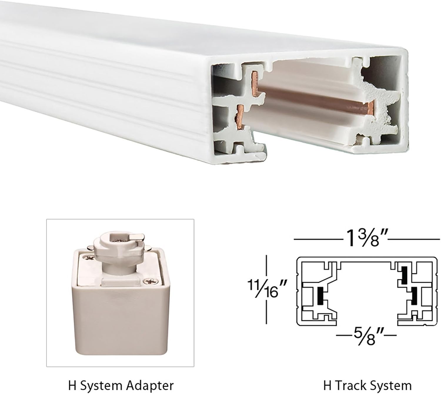 WAC Lighting H Track 120V 18in Extension Rod to Extend H Track Fixtures from Track for H Style 3-Wire Track Systems in White