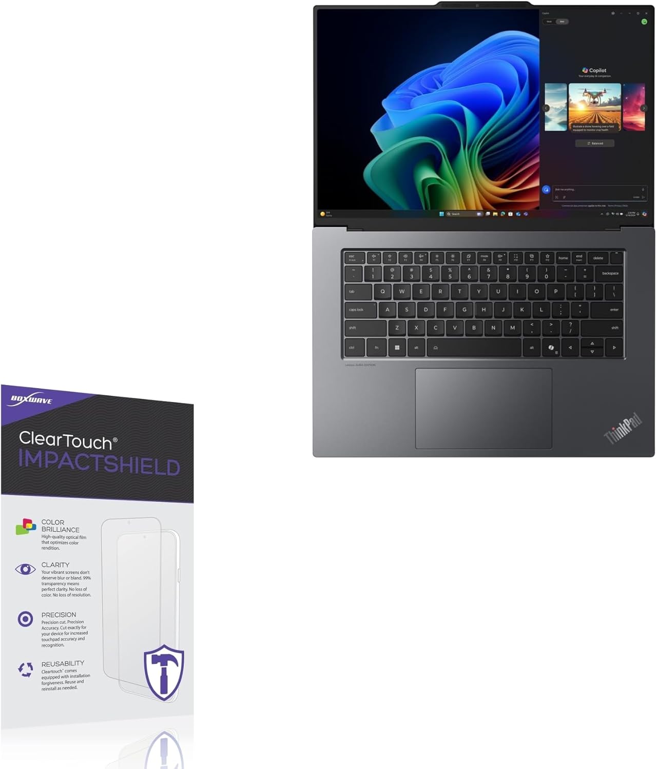 BoxWave Screen Protector Compatible with Lenovo ThinkPad X9 15 Aura Edition Intel (15 in) - ClearTouch ImpactShield (2-Pack), Impenetrable Screen Protector Flexible Film