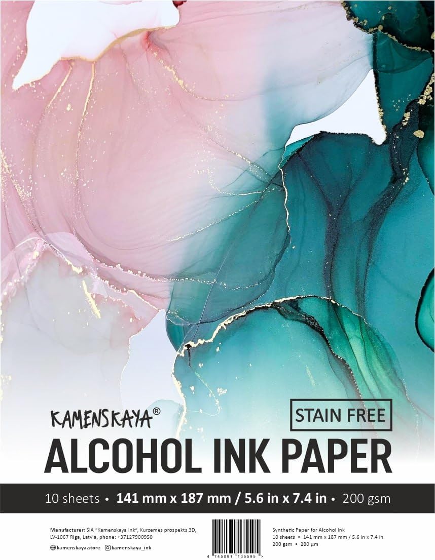 KAMENSKAYA Alcohol Ink Paper - Synthetic Paper Set for Alcohol Inks - 11 x 16 in, 25 Sheets