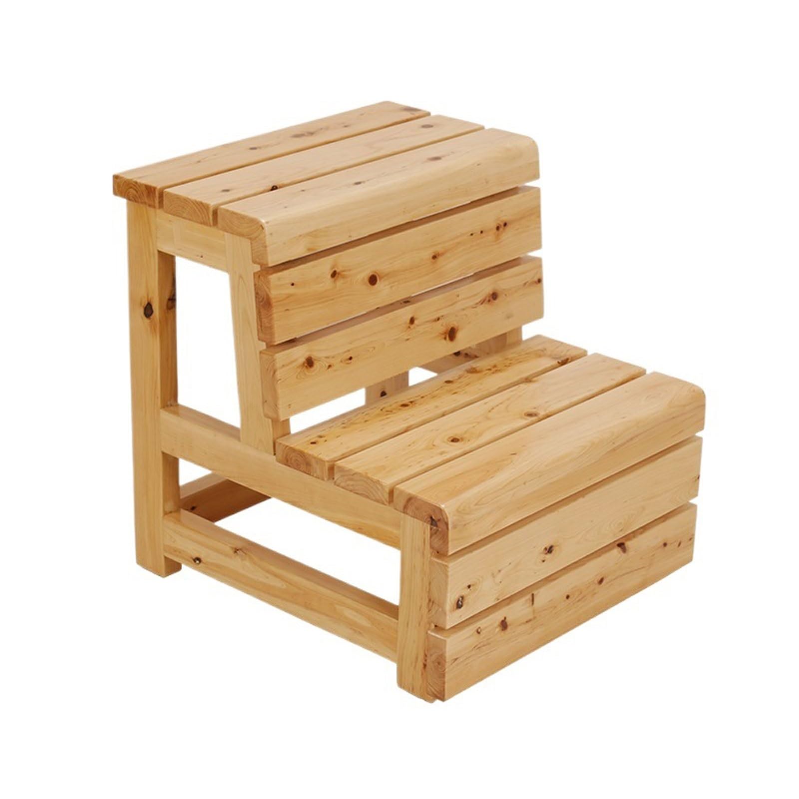 2-S Chaise échelle en bois – Tabouret d'escalade portable épais pour salle de bain, cuisine, chambre à coucher et bureau – Marchepied en bois de cyprès