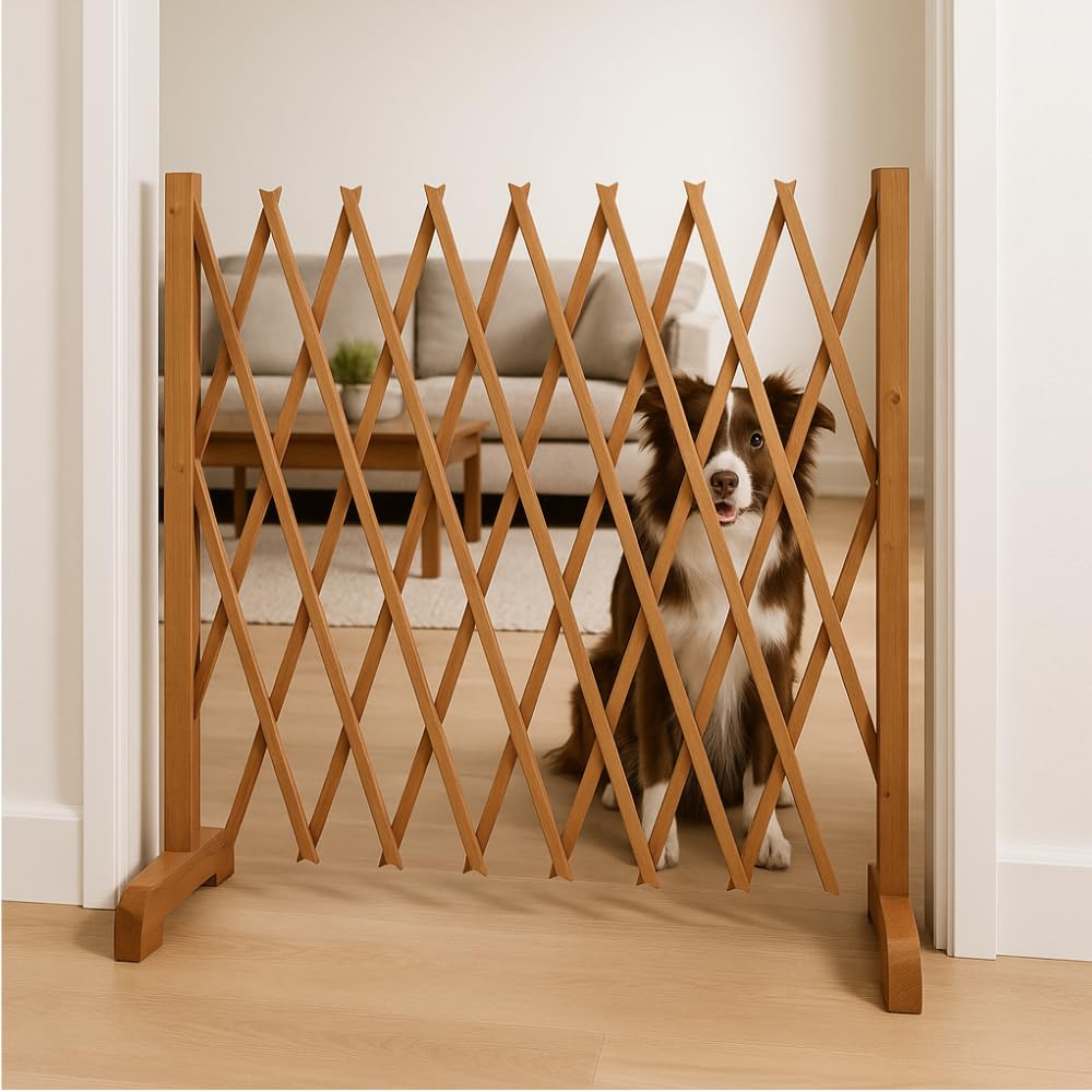 TERRE JARDIN - Barrière de Sécurité Extensible, de 30 à 140 x 90 cm - Barriere de Securite, Chien sans Perçage en Bois - Barrière Protection Extensible, Rétractable, Animaux