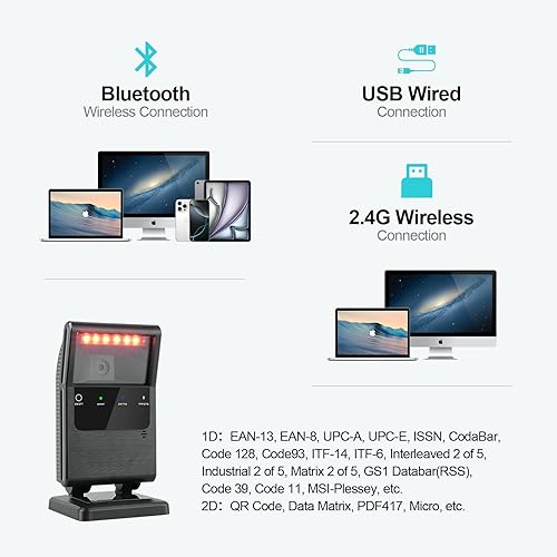 Miniatura 9 de Escáner de código de barras 1D 2D OBZ manos libres USB con cable lector de código de barras, captura códigos de barras de la pantalla del teléfono
