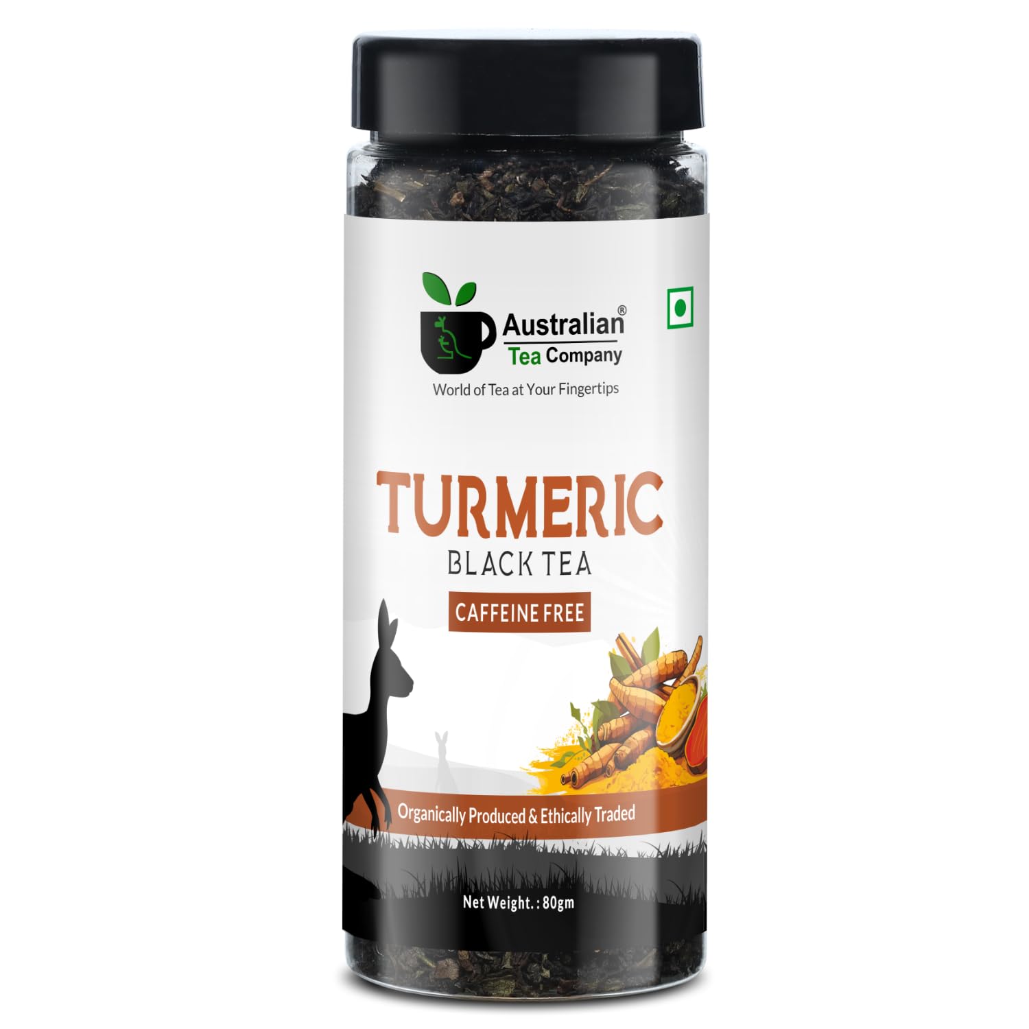 Australian Tea Company Turmeric Loose Leaf Black Tea (40 Cups) - 80 Grams | Boosts Immunity and Aids Digestion | Non-GMO - 100% Natural