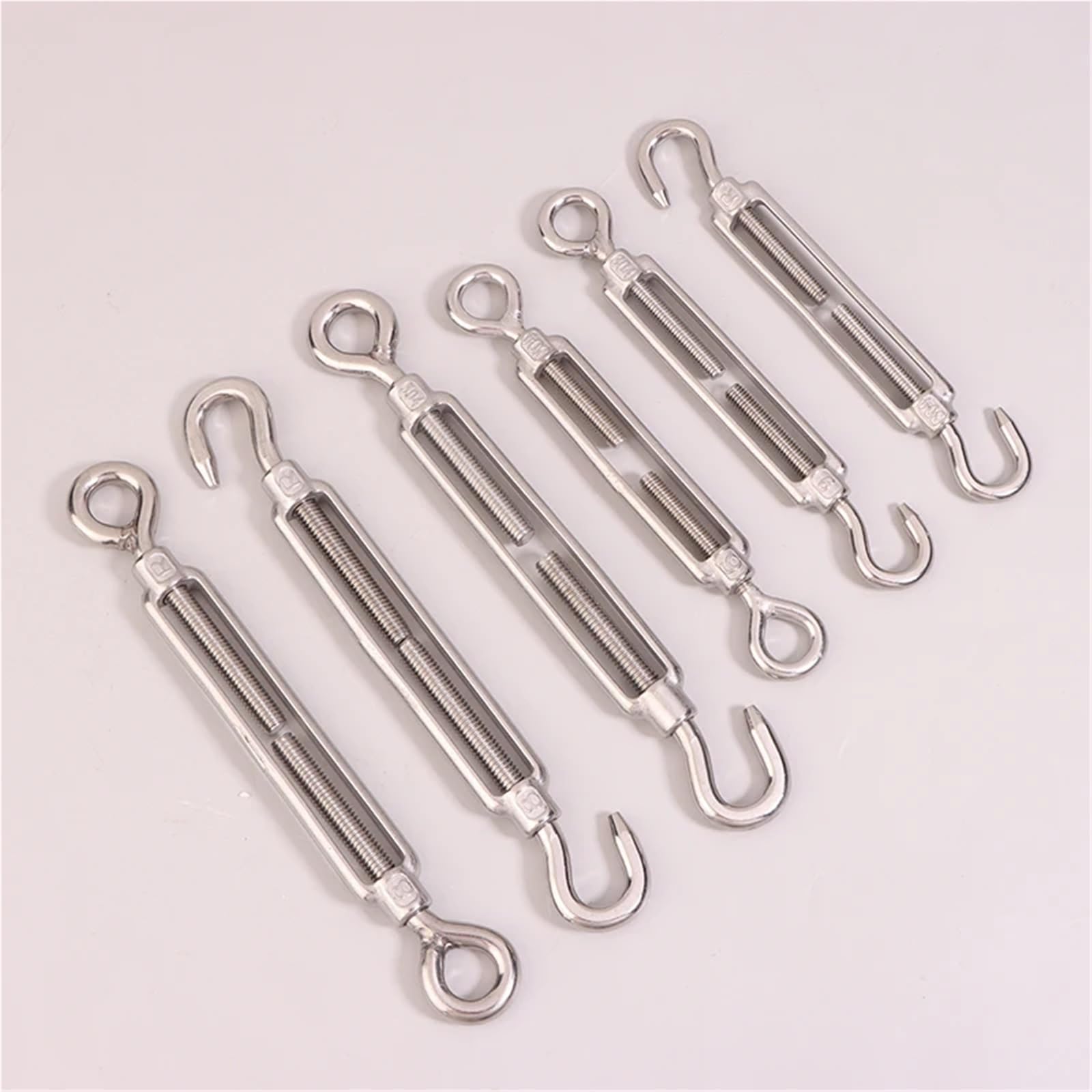 10 Piezas M4 M5 M6 M8 Acero Inoxidable 304 Ajuste Cadena Aparejo Ganchos Ojo Tensor Cuerda de Alambre Dispositivo tensión(M8-1)