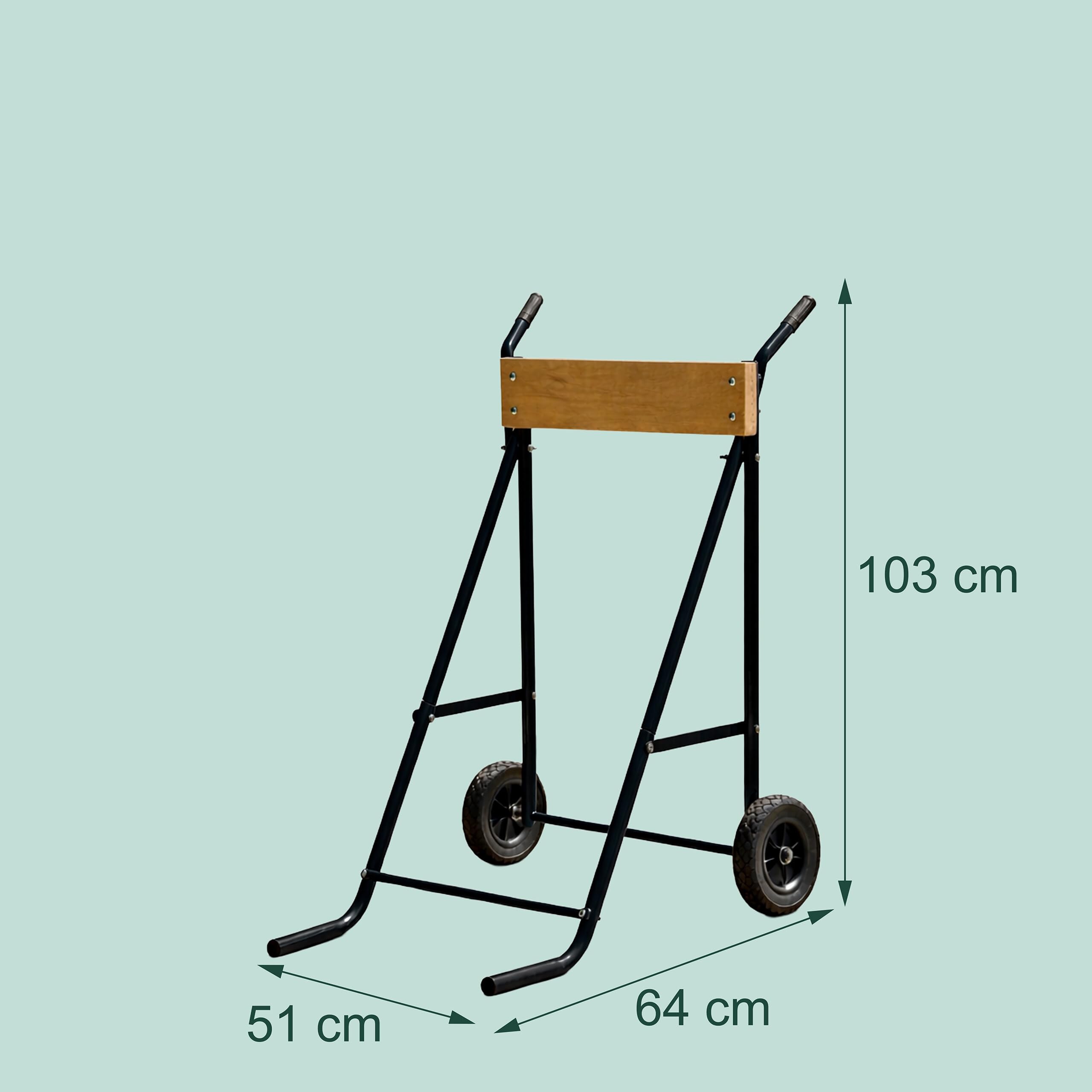 Relaxdays Supporto per Motore Fuoribordo, Nero | Carrello per il Trasporto e lo Stoccaggio, in Acciaio, fino a 100 kg