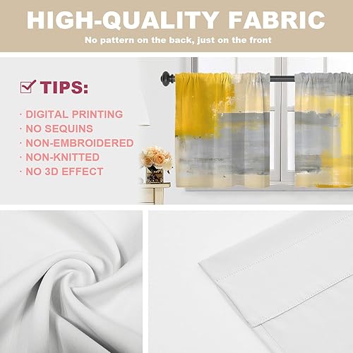 Miniatura 257 de Cenefas de cocina modernas con patrón de cobre marrón dorado para ventanas, cenefas opacas abstractas de marcas de arañazos y cortinas opacas