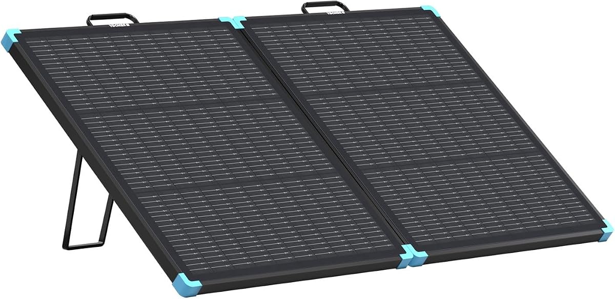 Panel solar portátil de 100 W, 25 % de alta eficiencia, ligero | Cargador de panel solar plegable, resistente al agua IP67, duradero, para central eléctrica, RV, camping, fuera de la red, respaldo en el hogar