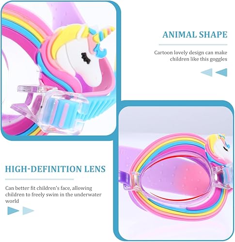 Miniatura 3 de PRETYZOOM Gafas de natación antivaho para niños, bonito diseño de unicornio con correa ajustable, ajuste cómodo de silicona, perfecto para niños