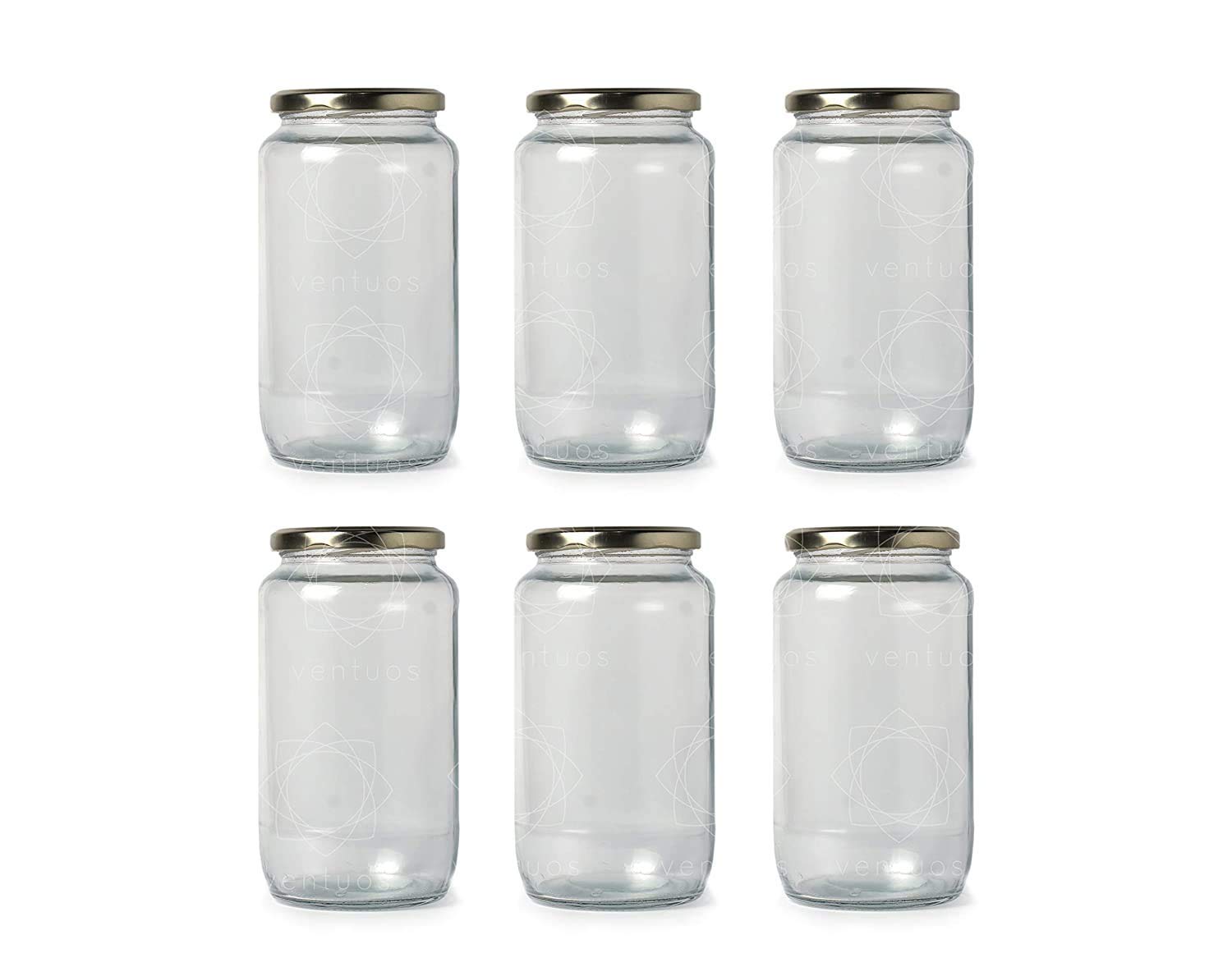 PRAMUKH FASHION 1000 Gram Glass Jar with Air Tight Gold Lid for Kitchen Dried Masla Storage Jar,Honey Jar,Jar and Container,Spice Masala Jar,Glass,Visible Glass Jar for Kitchen Storage Set of 8 offers donot miss