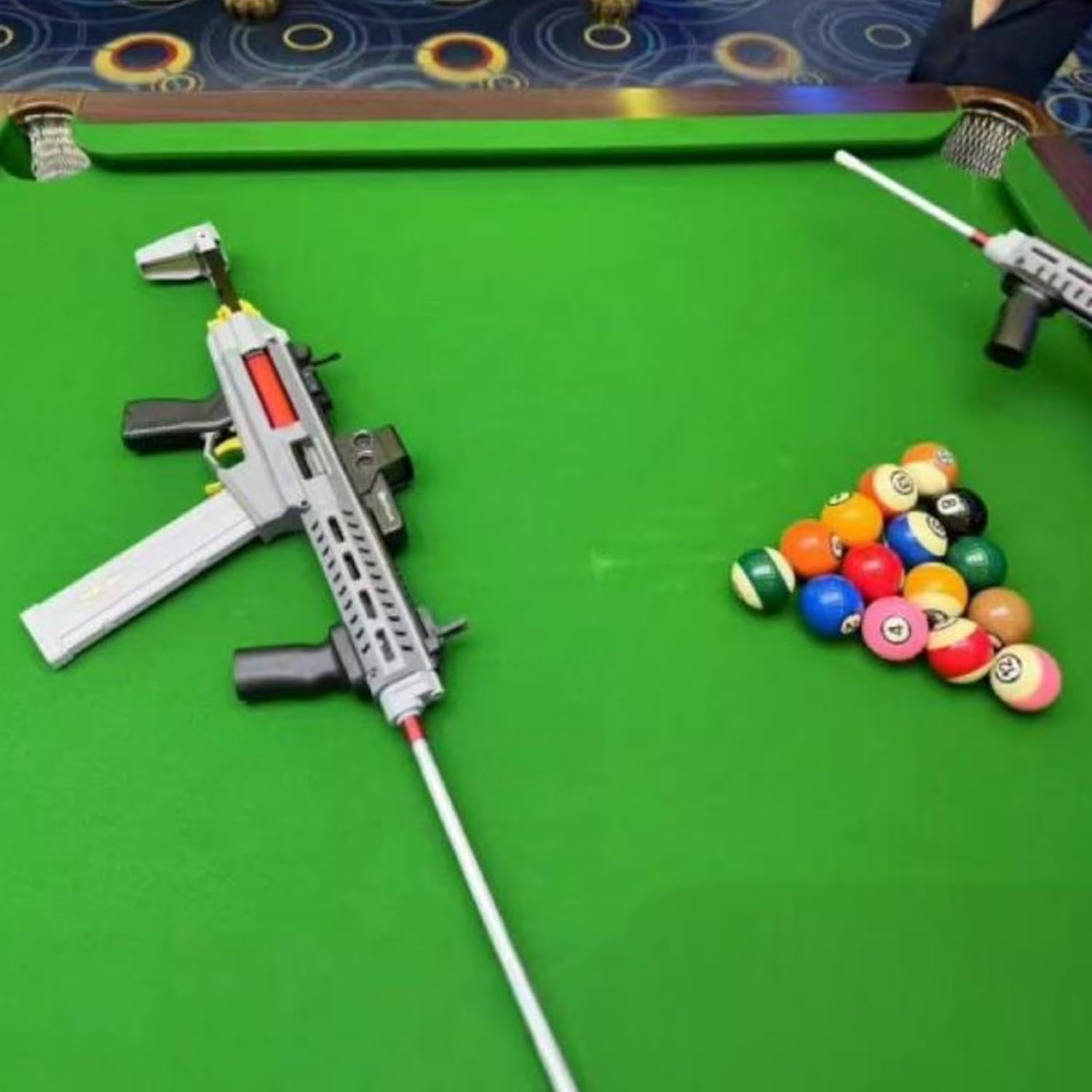 Billiard Cue, Rifle Pool Cue Bolt Action Precision Adjustable Shot Power, Billiard Gun for Targeted Shots (Grey,90 cm)