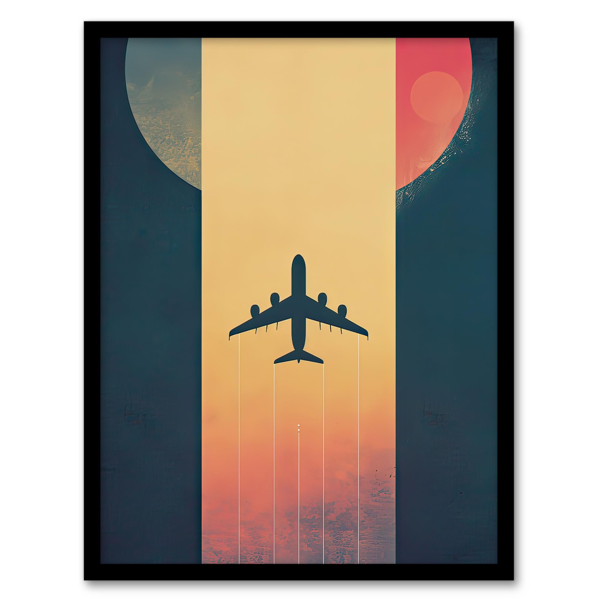 Artery8 - Framed Print - Retro Futurism Planet Aeroplane - A4