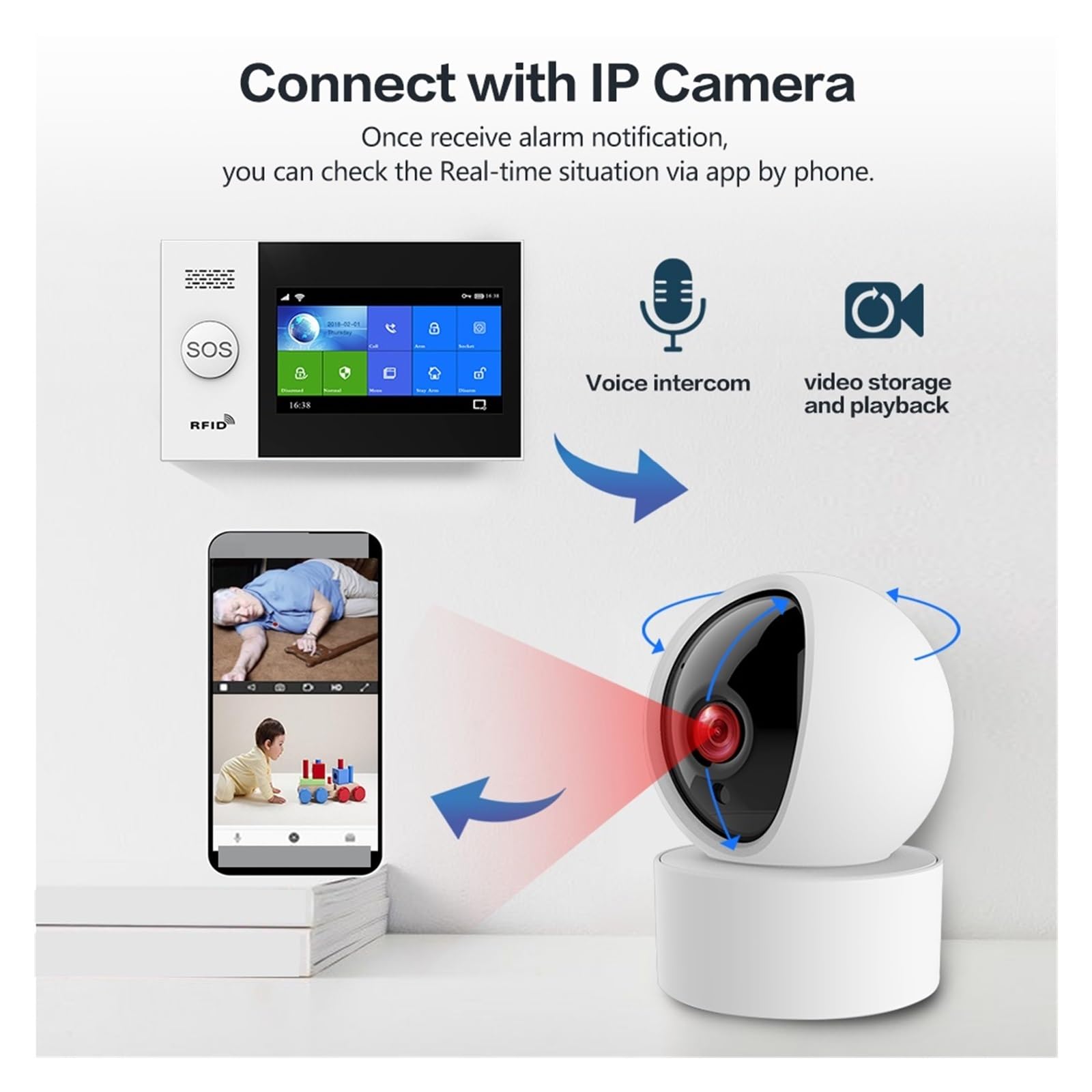Alarmas para casa, gsm Protección De Seguridad For El Hogar De Alarma Inteligente Pantalla Táctil Kit Antirrobo Aplicación Móvil Control Remoto Brazo Y Desarmar(W4B5)