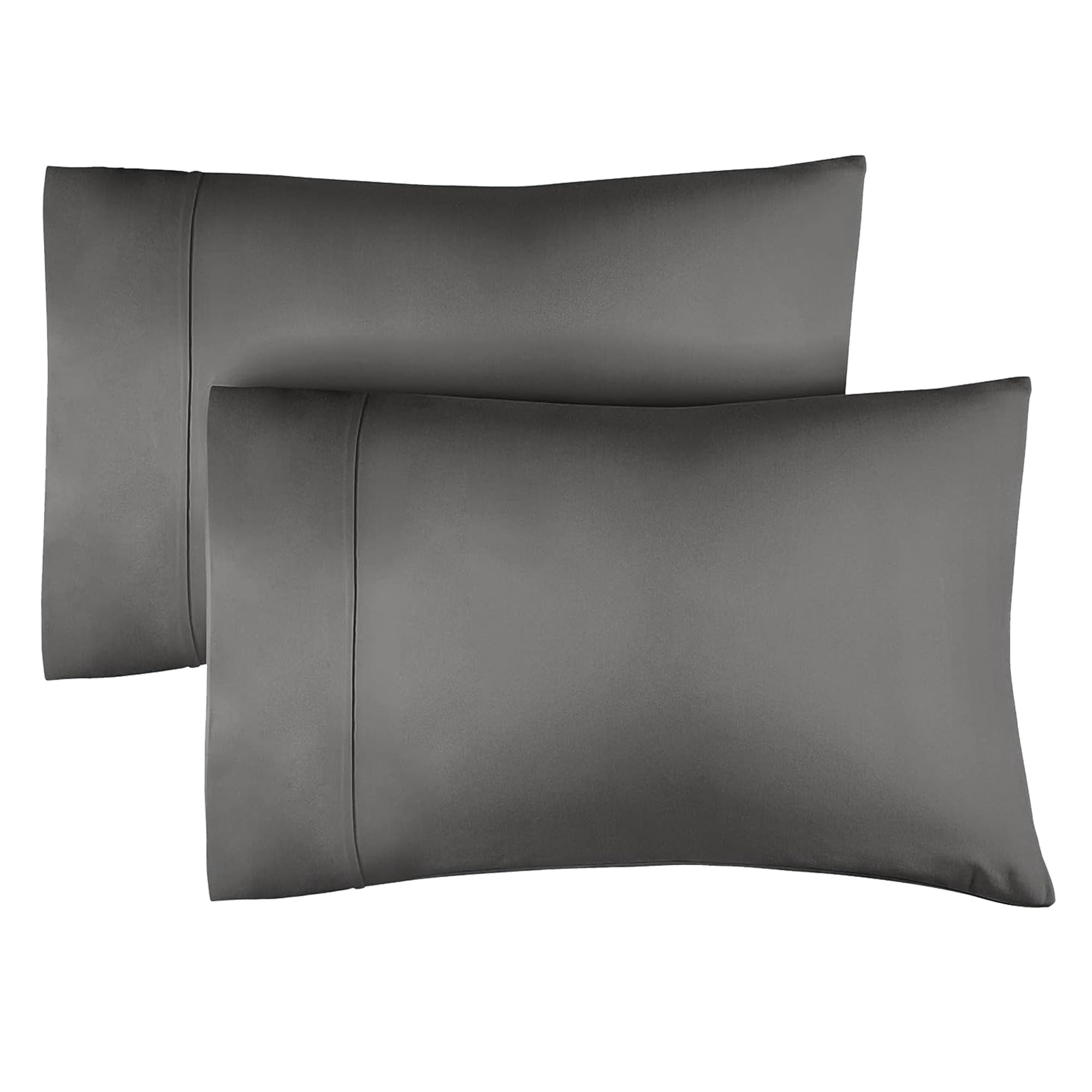 King Size Pillow Cases Set of 2 - Extra Soft Pillowcases - 50cm x 90cm - Breathable & Cooling Pillow Cases 2 Pack - Luxury Pillow Covers - Machine Washable - Pillow Protectors 2 Piece Set (Dark Grey)