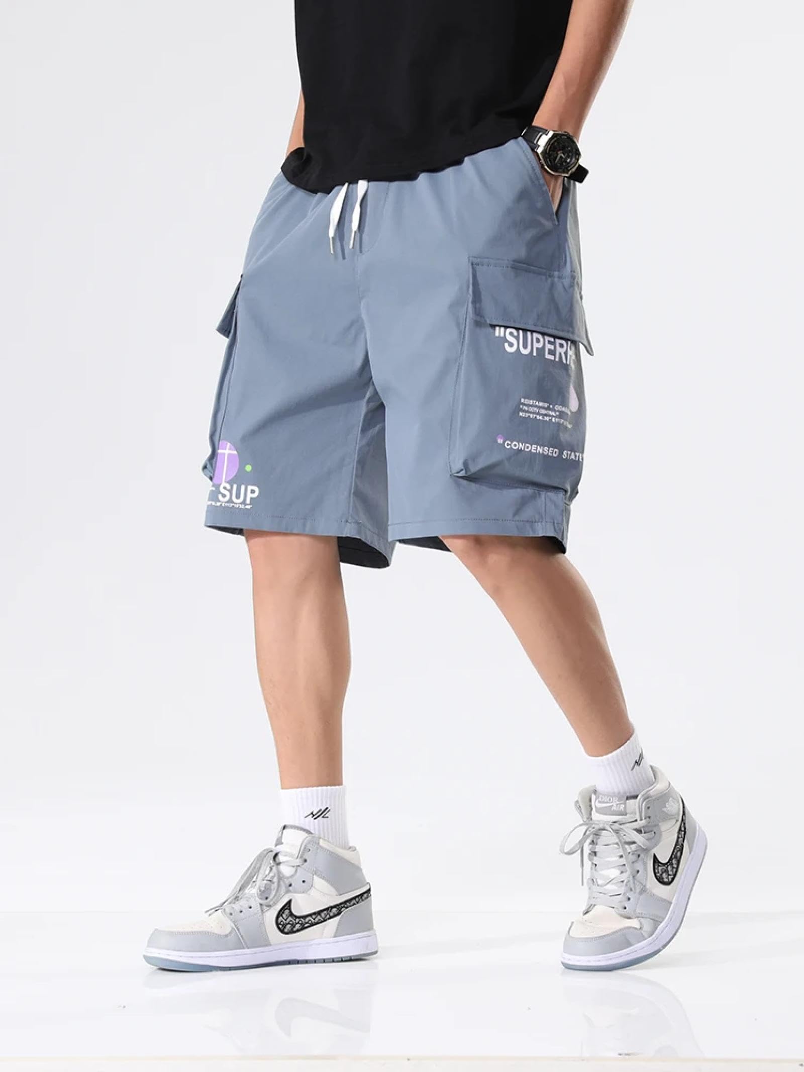 Pantaloncini Uomo Shorts Sportivi Tasche Pantaloncini Cargo da Uomo 5XL Rosa