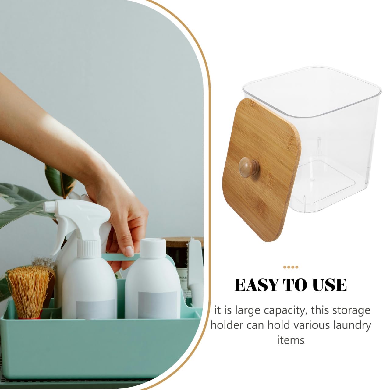 Ciieeo Contenitore Trasparente Con Coperchio Per Detersivi Lavatrice Organizer Lavanderia 6.69X6.10X6.10In Conservazione Capsule Perle Profumate Fogli Asciugatrice