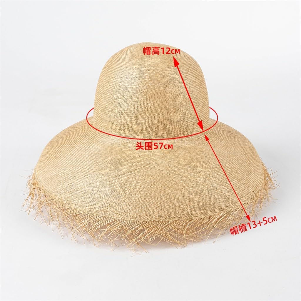 Retro Hand-Woven Gold Wire Grass Round Top Large Eaves Hat Outdoor Sun Salutation