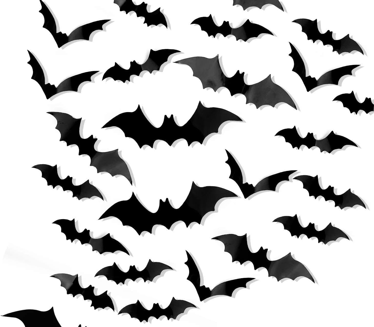 120PCS/4SIZE 3D Bats Sticker Halloween Party Supplies