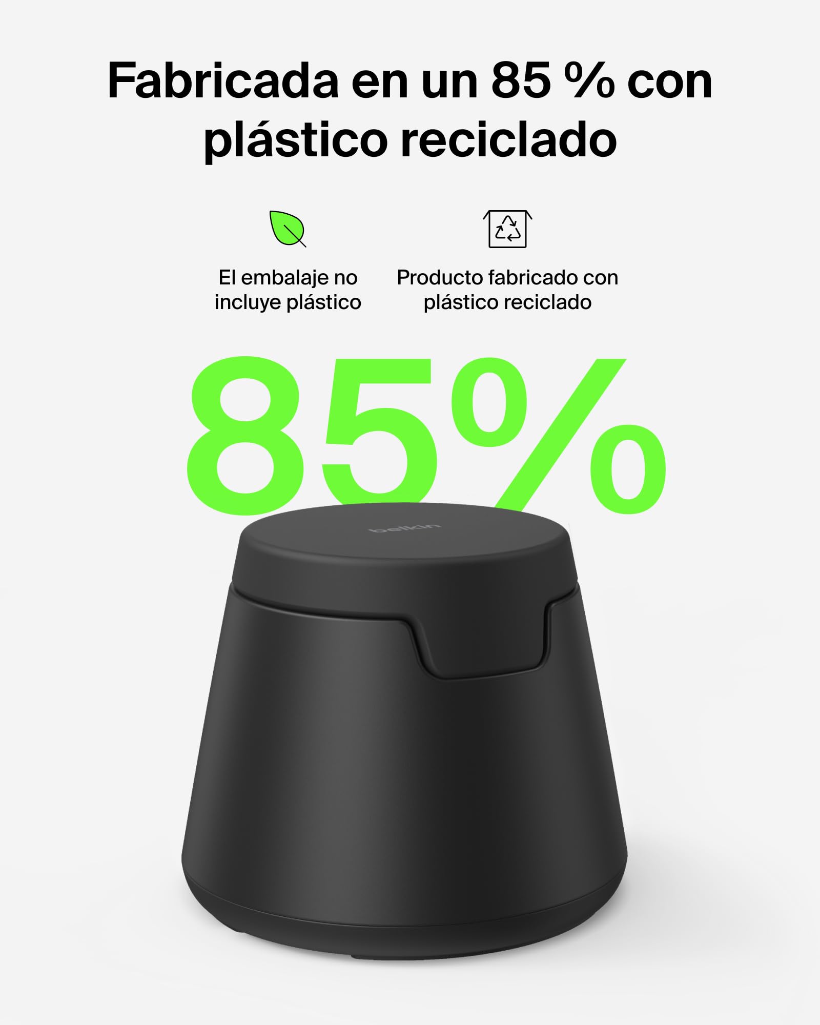 Belkin UltraCharge Pro Cargador Inalámbrico Magnético 3 en 1 Qi2 25W Negro | Estación de Carga Inalámbrica, Puerto USB-C y Certificación Qi2.2, iPhone, Galaxy, Auriculares y Reloj, Adaptador 45W