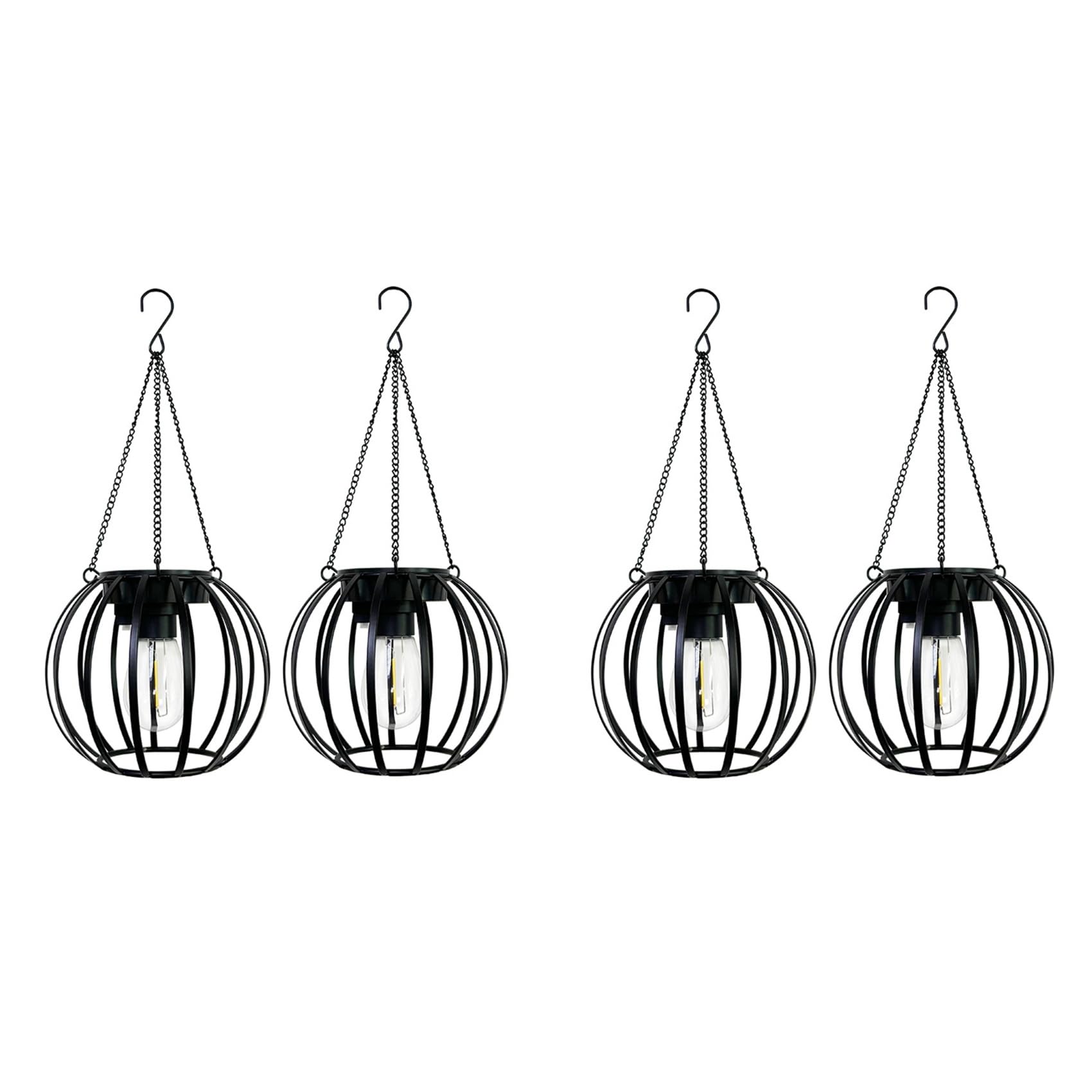 Lanternes solaires d'extérieur étanches en métal pour jardin et terrasse | Lot de 4
