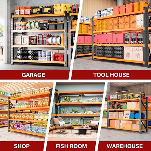 Image of 6000LBS Heavy Duty Garage Shelving Units,79 inch Wide & Deep Storage Shelves,Orange Metal Garage Shelves,Large Storage Rack,Steel Shelf,Industrial Shelving for Shop,Warehouse,79 inch W x 24 inch D x 79 inch H