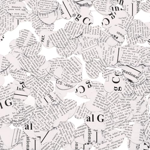 Image of Marspark 1200 Pcs Book Page Heart Confetti 1 Inch Vintage Newspaper Wedding Table Confetti Novelty Party Decorations for Book Themed Party Decor Birthday Photo Prop Bridal Shower(White)